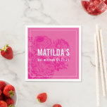 BAT MITZVAH modern elegant floral pretty pink Napkin<br><div class="desc">by kat massard >>> WWW.SIMPLYSWEETPAPERIE.COM <<<</div>