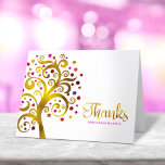 Bat Mitzvah Modern Gold Red Pink Foil Tree of Life Thank You Card<br><div class="desc">Make sure your favourite Bat Mitzvah shows her appreciation to all who supported her milestone event! Send out this this sophisticated, personalised thank you card! This graphic faux gold foil tree with sparkly pink, orange, and red Star of David and dot “leaves” overlays a white background. Personalise the custom text...</div>