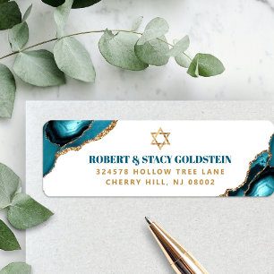 Bat Mitzvah Modern Gold Turquoise Agate Address