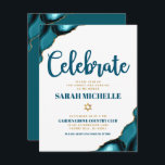 Bat Mitzvah Modern Gold Turquoise Agate Script Enclosure Card<br><div class="desc">Be proud, rejoice and showcase this milestone of your favourite Bat Mitzvah! Include this cool, unique, modern, personalised insert for additional information to your event. Dark teal blue script typography and faux gold Star of David overlay a simple, clean white background with turquoise blue agate rocks accented with faux gold...</div>