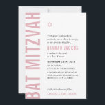 BAT MITZVAH modern minimal bold girl dusky pink Invitation<br><div class="desc">by kat massard >>> kat@simplysweetPAPERIE.com <<< CONTACT ME for custom wording or to add any lines in Hebrew Love the design, but would like to see some changes - another colour scheme, product, add a photo or adapted for a different occasion - no worries simply contact me - I am...</div>