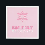 BAT MITZVAH modern pretty pink star Napkin<br><div class="desc">by kat massard >>> WWW.SIMPLYSWEETPAPERIE.COM <<<</div>