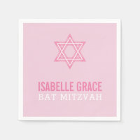 BAT MITZVAH modern pretty pink star