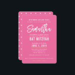 BAT MITZVAH modern pretty pink white script gold Invitation<br><div class="desc">by kat massard >>> kat@simplysweetPAPERIE.com <<< A trendy invitation design for your child's BAR/BAT MITZVAH Setup as a template it is simple for you to add your own details, or hit the customise button and you can add or change text, fonts, sizes etc TIP :: 1. To change/move graphics /...</div>