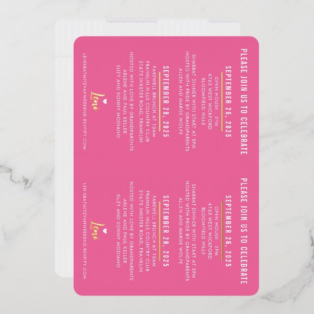 BAT MITZVAH modern script pretty pink gold (Envelope)