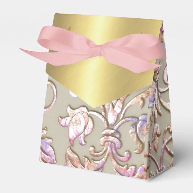 Bat Mitzvah Multi "Embossed" Damask Favour Box (Front Side)