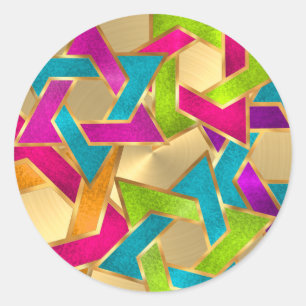 Bat Mitzvah Multicolored Star of David Classic Round Sticker