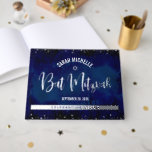 Bat Mitzvah Navy Watercolor Bold Real Silver Foil Guest Book<br><div class="desc">Let your favourite Bat Mitzvah be proud, rejoice and celebrate her milestone with this stunning keepsake scrapbook real silver foil guestbook. On the front, stunning, modern, sparkly silver foil handwritten script, Star of David and tiny dots overlay a dramatic navy blue watercolor background. The customisable spine is real silver foil....</div>