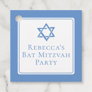 Bat Mitzvah Party Light Blue Star of David Favour Tags
