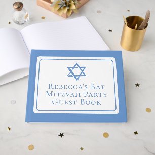 Bat Mitzvah Party Light Blue Star of David Guest Book