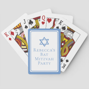 Bat Mitzvah Party Light Blue Star of David Playing Cards
