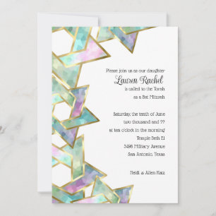 Bat Mitzvah Pastel Star of David Invitation
