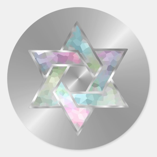 Bat Mitzvah Pastel Star of David on Any Colour Classic Round Sticker (Front)