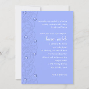 Bat Mitzvah Pearls Lace Periwinkle on Any Colour Invitation