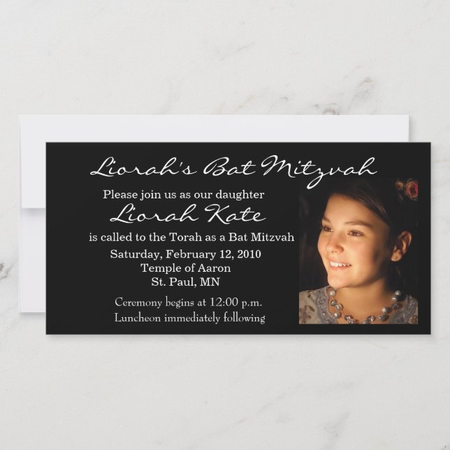 Bat Mitzvah Photo card template (Front)