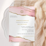 Bat Mitzvah, Pink and Gold Glitter Agate Modern Invitation<br><div class="desc">This modern design features a beautiful agate border and your custom text.  Use the template form to add your text.  The advanced editing menus,  accessed by choosing "customise further",  will allow you to change the fonts,  colours and layout.</div>