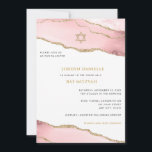 Bat Mitzvah, Pink and Gold Glitter Agate Modern Invitation<br><div class="desc">This modern design features a beautiful agate border and your custom text.  Use the template form to add your text.  The advanced editing menus,  accessed by choosing "customise further",  will allow you to change the fonts,  colours and layout.</div>