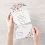 Bat Mitzvah, Pink and Gold Watercolor Flowers All In One Invitation<br><div class="desc">This beautiful invitation features watercolor flowers and glitter accents.  Use the template form to add your text.  The advanced editing menus (to change fonts and colours) can be accessed by selecting the option to "Customise Further".</div>