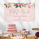 Bat Mitzvah Pink Floral Watercolor Gold Script Banner<br><div class="desc">Proudly welcome every guest of your daughter’s Bat Mitzvah party! Hang up this stunning, modern, stylish, personalised banner to add to her special day. A chic, stunning, pink and peach floral watercolor with faux gold foil script typography, Star of David and modern dusty rose and grey sans serif type overlay...</div>