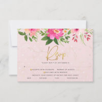 Bat Mitzvah Pink Floral Watercolor Gold Typography