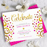 Bat Mitzvah Pink Gold Foil Tree of Life Modern Enclosure Card<br><div class="desc">Be proud, rejoice and showcase this milestone of your favourite Bat Mitzvah! This abstract, graphic faux gold foil tree with sparkly pink, orange, and red Star of David and dot “leaves” on a white background, is the perfect personalised party info insert for this special occasion. A tiny, dark red Star...</div>