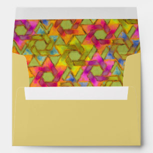 Bat Mitzvah Pink Green Orange Star Damask Envelope