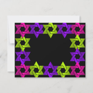 Bat Mitzvah Pink Green Purple Star Any Colour RSVP