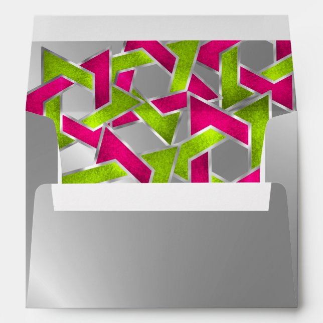 Bat Mitzvah Pink Lime Star of David Any Colour Envelope (Back (Bottom))