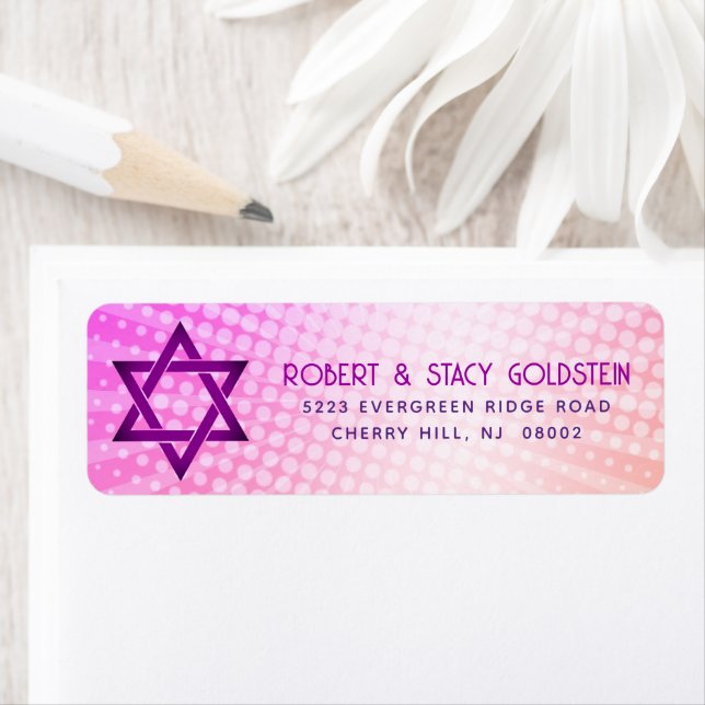 Bat Mitzvah Pink Orange Gradient Retro Fun Address (Insitu)