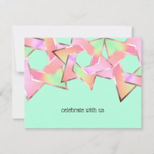 Bat Mitzvah Pink Peach Green Star of David Invitation