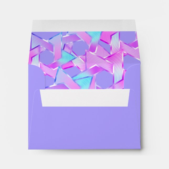 Bat Mitzvah Pink Purple Blue Star of David Envelope (Back (Bottom))