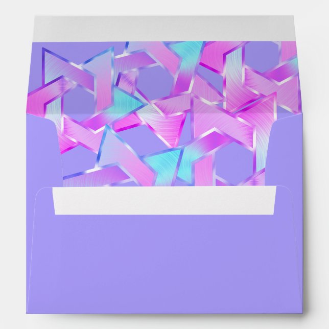 Bat Mitzvah Pink Purple Blue Star of David Envelope (Back (Bottom))
