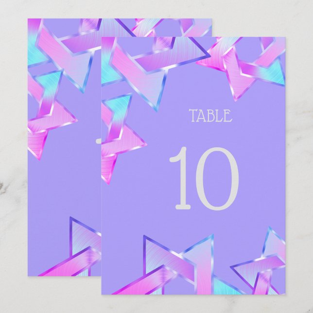 Bat Mitzvah Pink Purple Blue Star of David  Invitation (Front/Back)