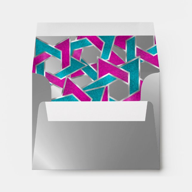 Bat Mitzvah Pink Turquoise Star of David Any Colou Envelopes (Back (Bottom))