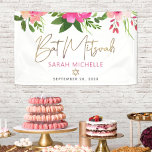 Bat Mitzvah Pink Watercolor Floral Gold Script Banner<br><div class="desc">Proudly welcome every guest of your daughter’s Bat Mitzvah party! Hang up this stunning, modern, stylish, personalised banner to add to her special day. A chic, stunning, pink and peach floral watercolor with faux gold foil script typography, Star of David and modern dusty rose and grey sans serif type overlay...</div>