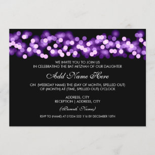 Bat Mitzvah Purple Hollywood Glam Invitation