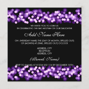 Bat Mitzvah Purple Hollywood Glam Invitation