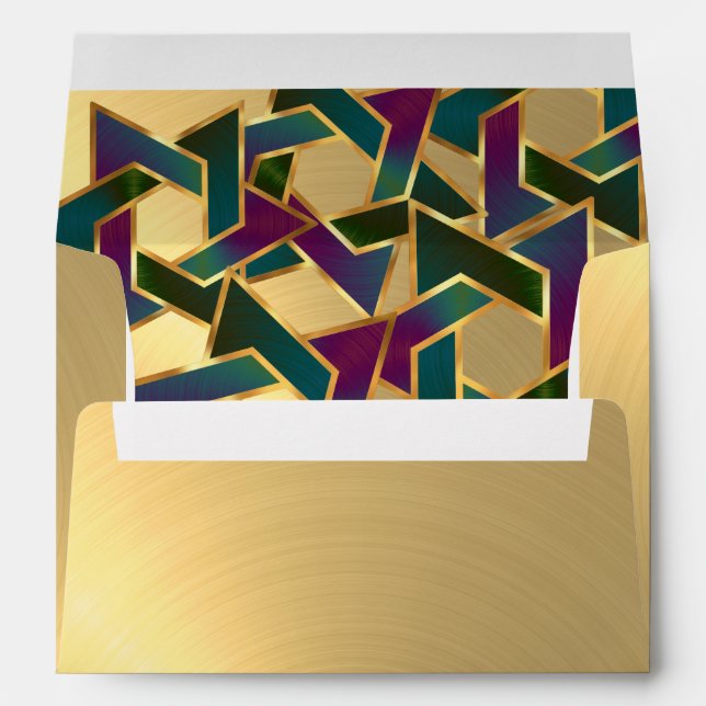 Bat Mitzvah Purple Teal Star of David on Any Colou Envelope (Back (Bottom))