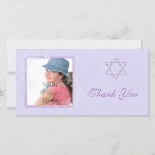 Bat Mitzvah Purple Thank You Card
