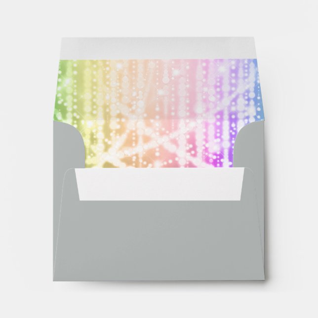 Bat Mitzvah Rainbow Sparkly Lights Envelopes (Back (Bottom))