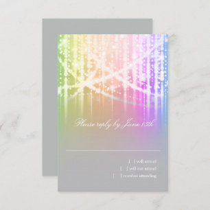 Bat Mitzvah Rainbow Sparkly Lights RSVP Card