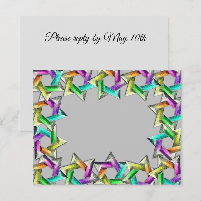 Bat Mitzvah Rainbow Star Any Colour RSVP (Front/Back)