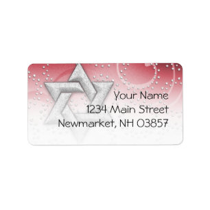 Bat Mitzvah Red Shimmer Star of David Label