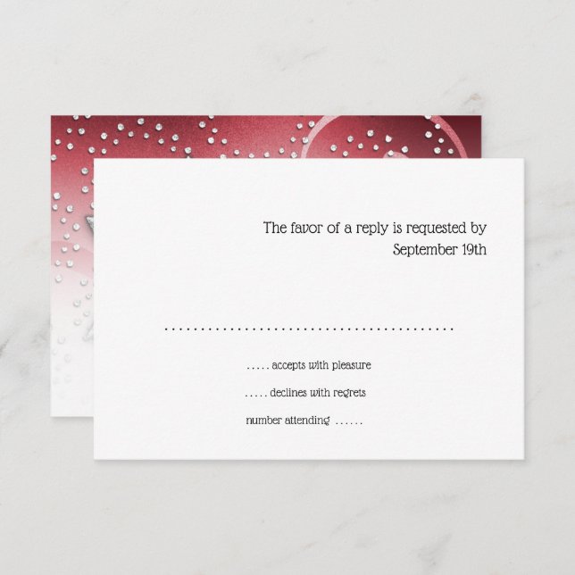 Bat Mitzvah Red Shimmer Star of David RSVP Card (Front/Back)