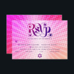 Bat Mitzvah Retro Pink Orange Gradient Boho Entrée RSVP Card<br><div class="desc">Be proud, rejoice and showcase this milestone of your favourite Bat Mitzvah! Include this boho, retro, personalised RSVP insert card for your event. Fun, trendy, bold dark hot pink and purple typography with modern sans serif typography overlay a background of pop light orange and pink ombre gradient rays with white...</div>