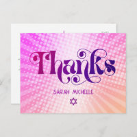 Bat Mitzvah Retro Pink Orange Gradient Thank You