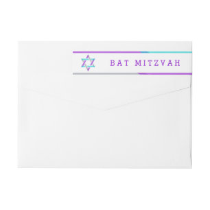 Bat Mitzvah Return Address Labels   Purple + Teal