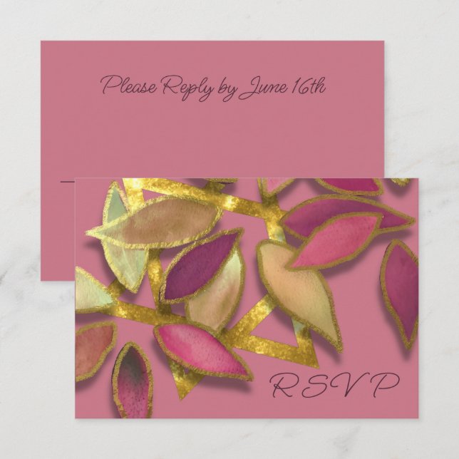 Bat Mitzvah Rose Burgundy Watercolor Petals Star Invitation (Front/Back)