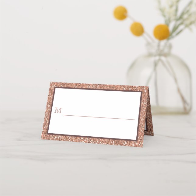 Bat Mitzvah Rose Gold Faux Glitter Party Escort Place Card (Front)