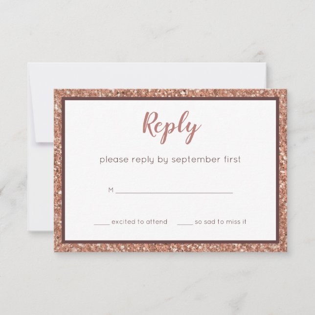 Bat Mitzvah Rose Gold Modern Faux Glitter Party RSVP Card (Front)